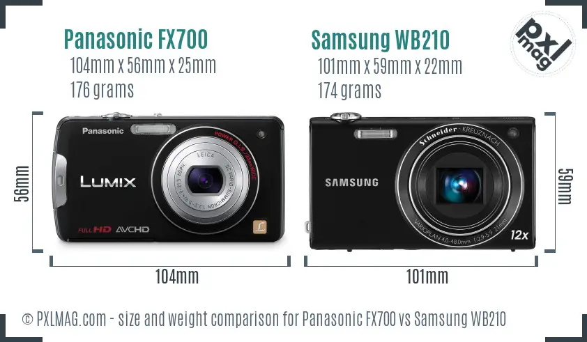 Panasonic FX700 vs Samsung WB210 size comparison