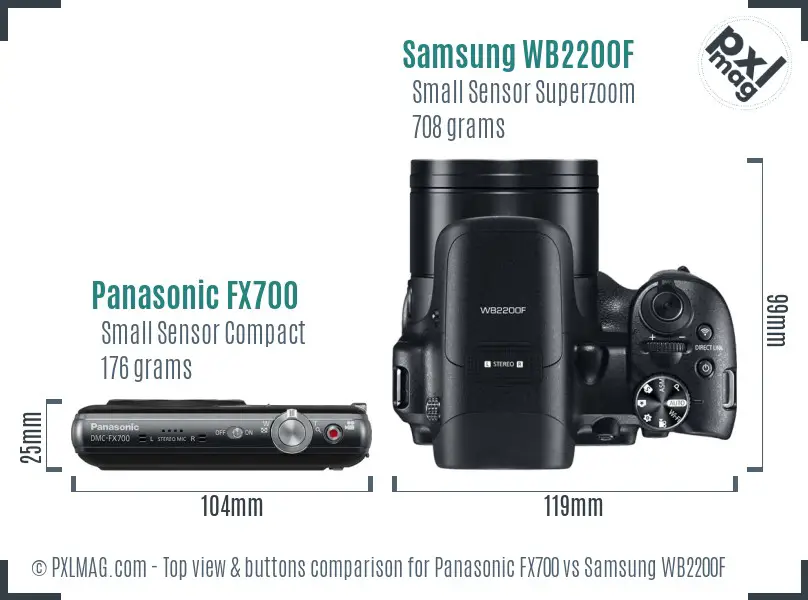 Panasonic FX700 vs Samsung WB2200F top view buttons comparison