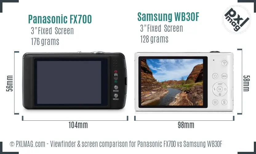 Panasonic FX700 vs Samsung WB30F Screen and Viewfinder comparison