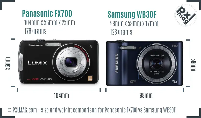 Panasonic FX700 vs Samsung WB30F size comparison