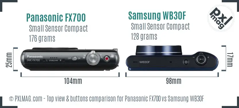 Panasonic FX700 vs Samsung WB30F top view buttons comparison