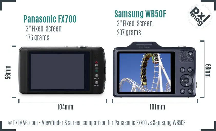 Panasonic FX700 vs Samsung WB50F Screen and Viewfinder comparison Panasonic FX700 vs Samsung WB50F Screen and Viewfinder comparison