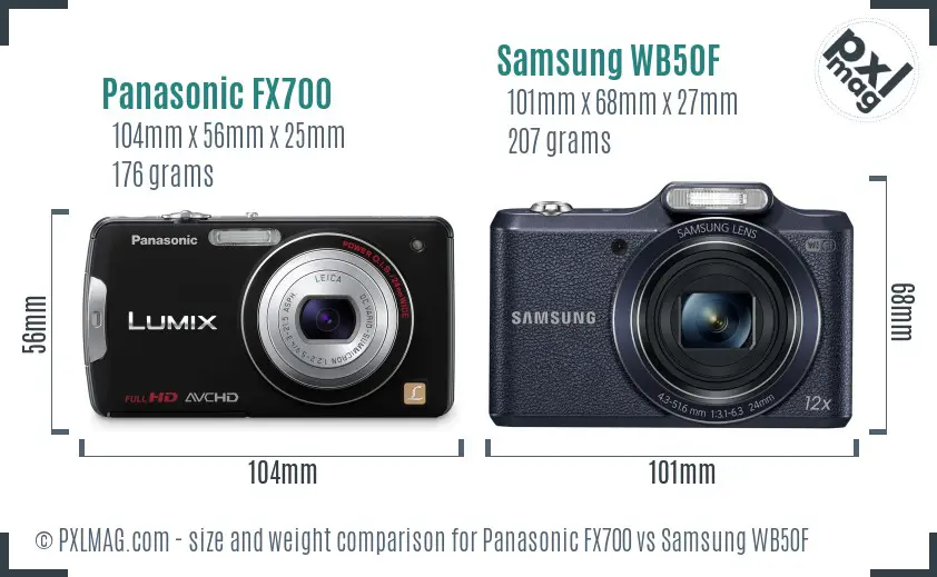 Panasonic FX700 vs Samsung WB50F size comparison Panasonic FX700 vs Samsung WB50F size comparison