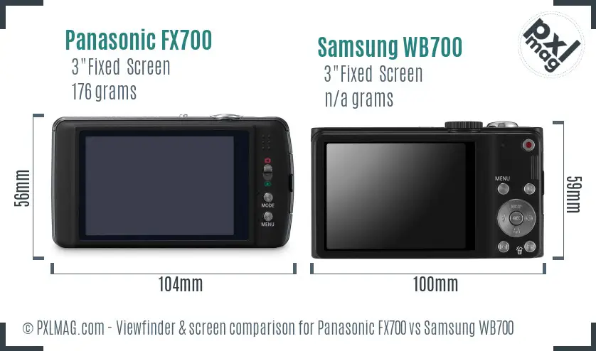 Panasonic FX700 vs Samsung WB700 Screen and Viewfinder comparison