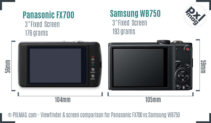Panasonic FX700 vs Samsung WB750 Screen and Viewfinder comparison