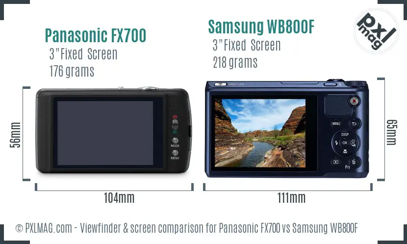 Panasonic FX700 vs Samsung WB800F Screen and Viewfinder comparison Panasonic FX700 vs Samsung WB800F Screen and Viewfinder comparison