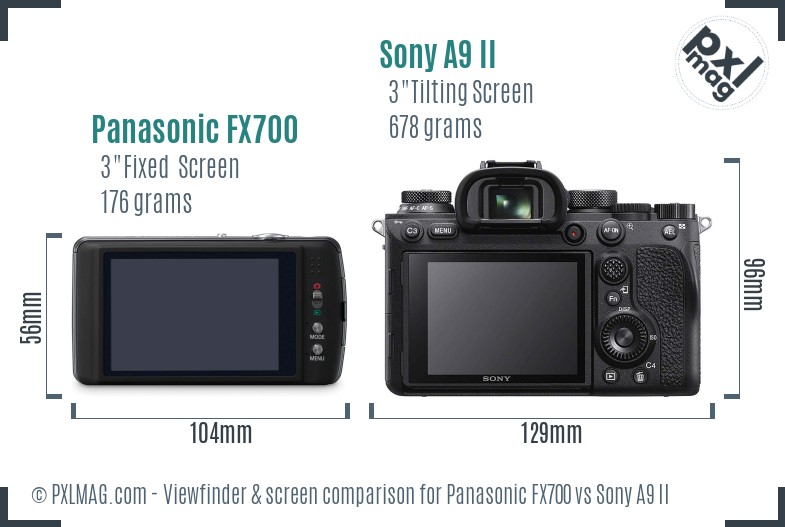 Panasonic FX700 vs Sony A9 II Screen and Viewfinder comparison
