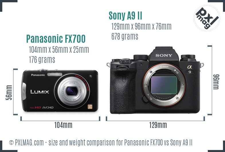Panasonic FX700 vs Sony A9 II size comparison