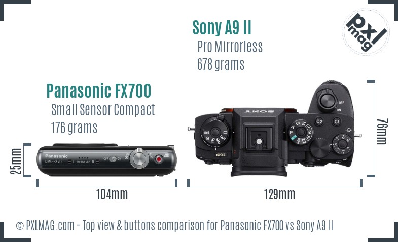 Panasonic FX700 vs Sony A9 II top view buttons comparison