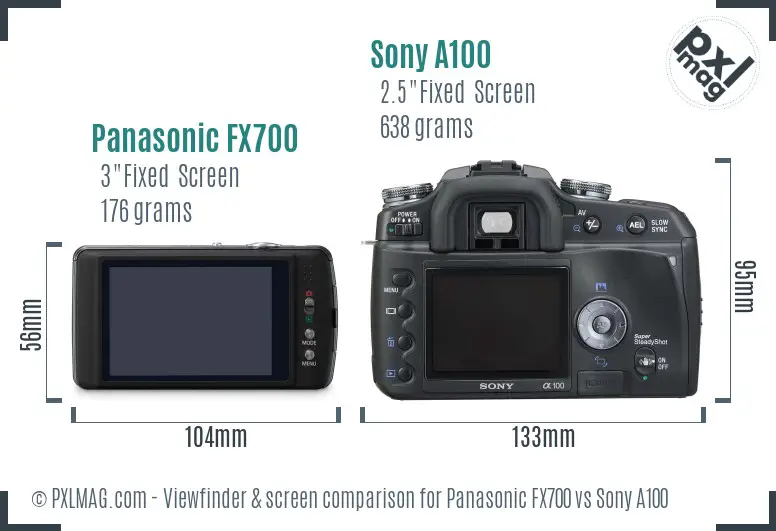 Panasonic FX700 vs Sony A100 Screen and Viewfinder comparison