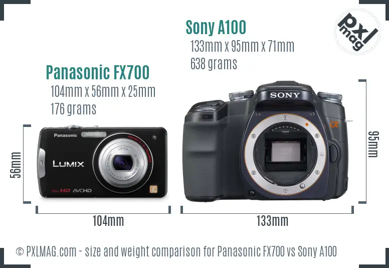 Panasonic FX700 vs Sony A100 size comparison