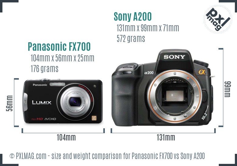 Panasonic FX700 vs Sony A200 size comparison Panasonic FX700 vs Sony A200 size comparison