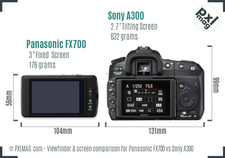 Panasonic FX700 vs Sony A300 Screen and Viewfinder comparison Panasonic FX700 vs Sony A300 Screen and Viewfinder comparison