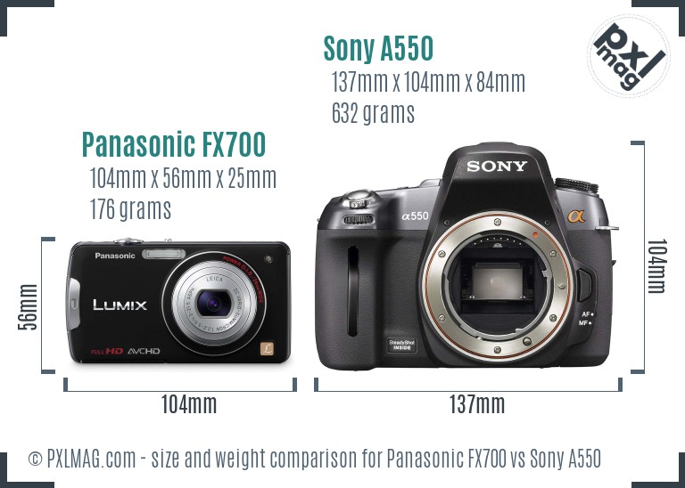 Panasonic FX700 vs Sony A550 size comparison Panasonic FX700 vs Sony A550 size comparison