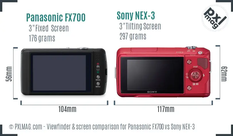 Panasonic FX700 vs Sony NEX-3 Screen and Viewfinder comparison Panasonic FX700 vs Sony NEX-3 Screen and Viewfinder comparison