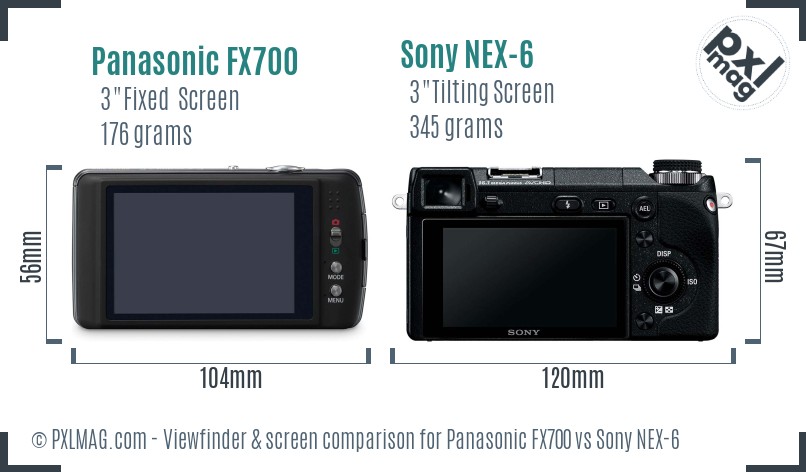 Panasonic FX700 vs Sony NEX-6 Screen and Viewfinder comparison