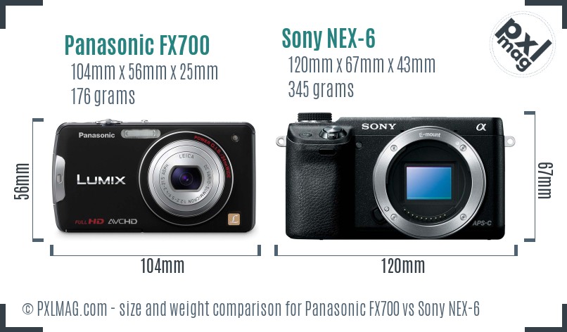 Panasonic FX700 vs Sony NEX-6 size comparison Panasonic FX700 vs Sony NEX-6 size comparison
