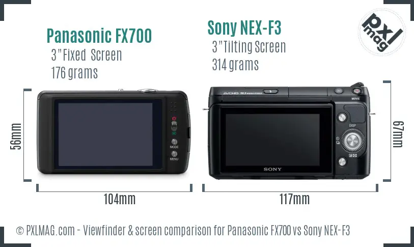 Panasonic FX700 vs Sony NEX-F3 Screen and Viewfinder comparison