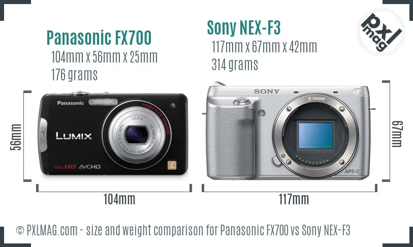 Panasonic FX700 vs Sony NEX-F3 size comparison