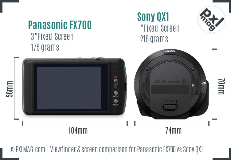 Panasonic FX700 vs Sony QX1 Screen and Viewfinder comparison