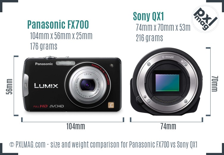 Panasonic FX700 vs Sony QX1 size comparison Panasonic FX700 vs Sony QX1 size comparison