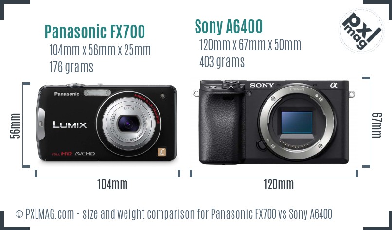 Panasonic FX700 vs Sony A6400 size comparison