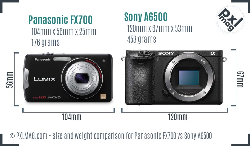Panasonic FX700 vs Sony A6500 size comparison Panasonic FX700 vs Sony A6500 size comparison