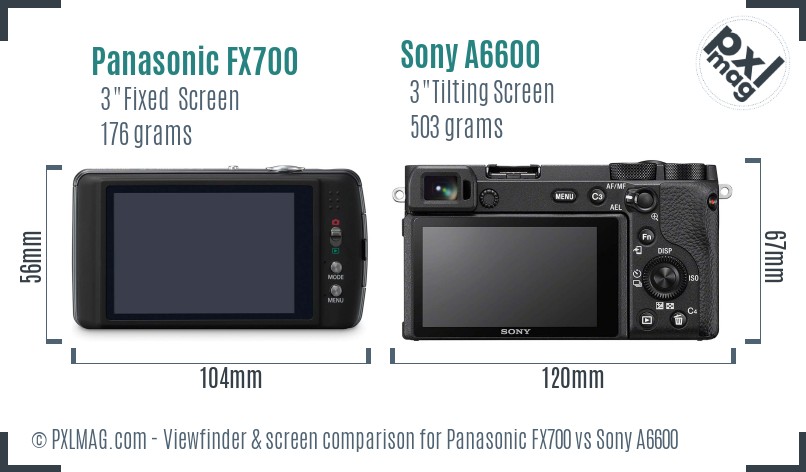 Panasonic FX700 vs Sony A6600 Screen and Viewfinder comparison