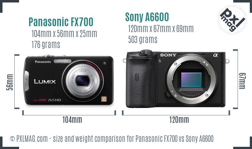 Panasonic FX700 vs Sony A6600 size comparison