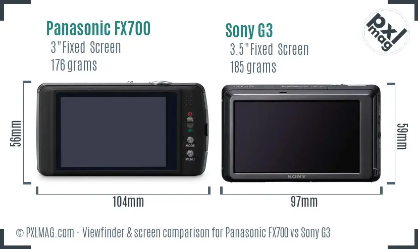 Panasonic FX700 vs Sony G3 Screen and Viewfinder comparison Panasonic FX700 vs Sony G3 Screen and Viewfinder comparison