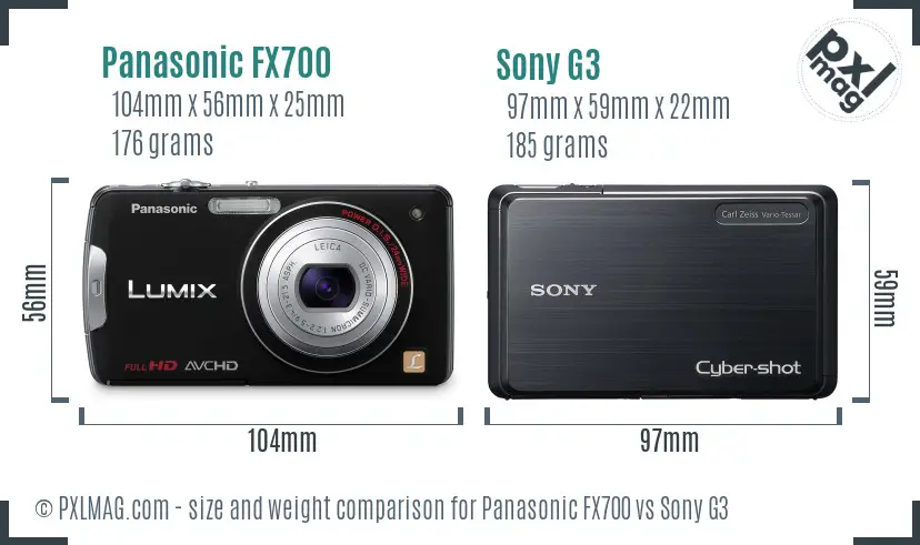 Panasonic FX700 vs Sony G3 size comparison Panasonic FX700 vs Sony G3 size comparison