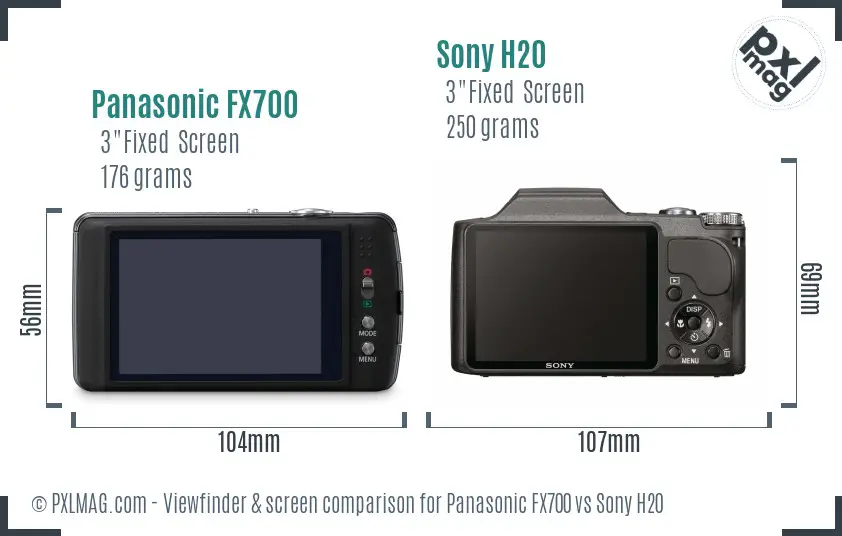Panasonic FX700 vs Sony H20 Screen and Viewfinder comparison Panasonic FX700 vs Sony H20 Screen and Viewfinder comparison