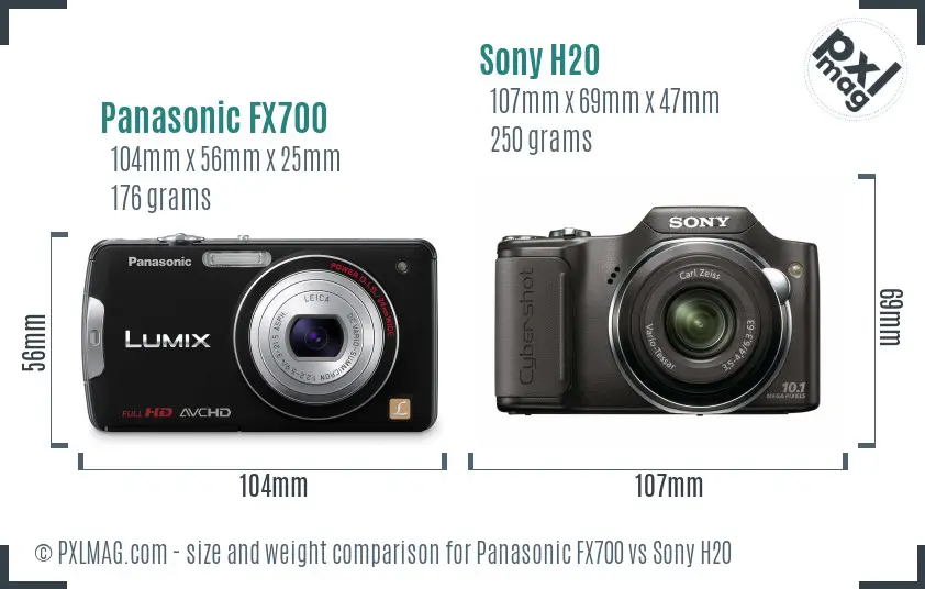 Panasonic FX700 vs Sony H20 size comparison Panasonic FX700 vs Sony H20 size comparison