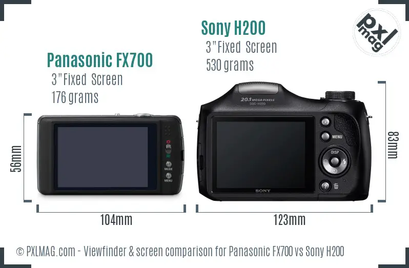 Panasonic FX700 vs Sony H200 Screen and Viewfinder comparison