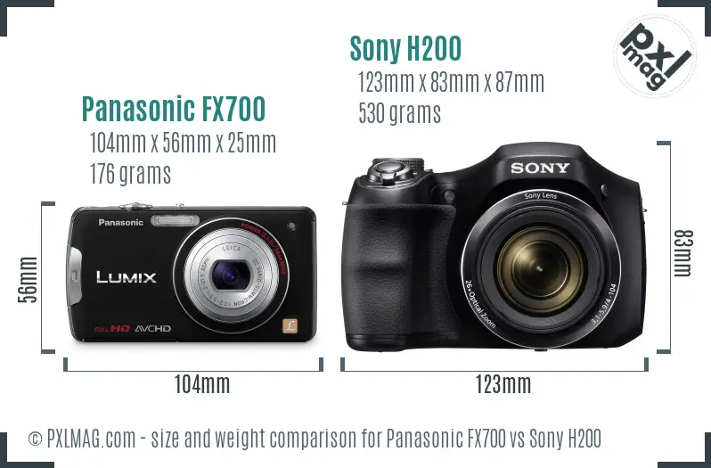 Panasonic FX700 vs Sony H200 size comparison