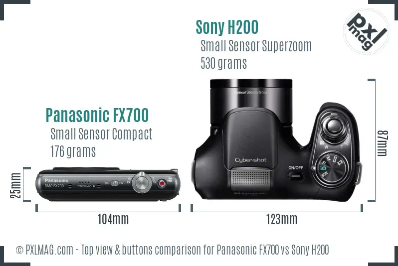 Panasonic FX700 vs Sony H200 top view buttons comparison