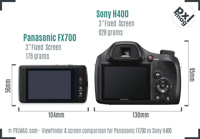 Panasonic FX700 vs Sony H400 Screen and Viewfinder comparison