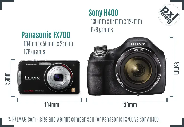 Panasonic FX700 vs Sony H400 size comparison