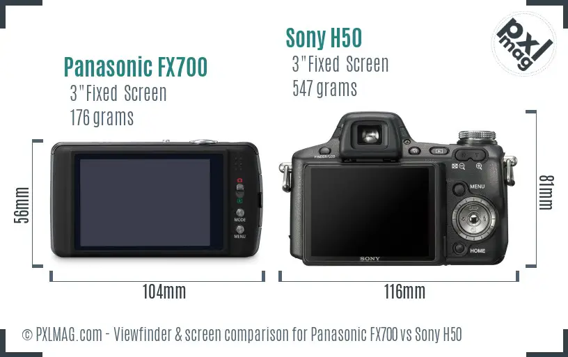 Panasonic FX700 vs Sony H50 Screen and Viewfinder comparison
