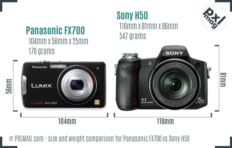 Panasonic FX700 vs Sony H50 size comparison