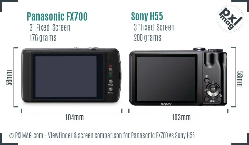 Panasonic FX700 vs Sony H55 Screen and Viewfinder comparison