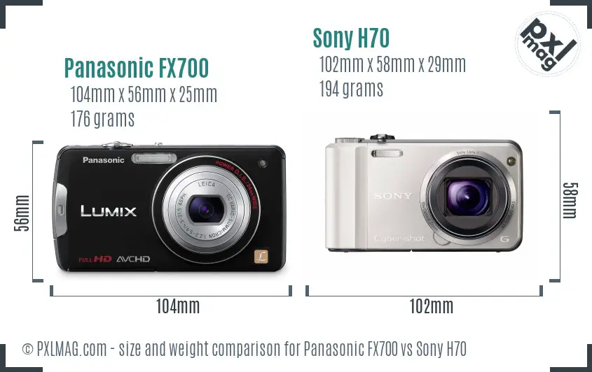 Panasonic FX700 vs Sony H70 size comparison