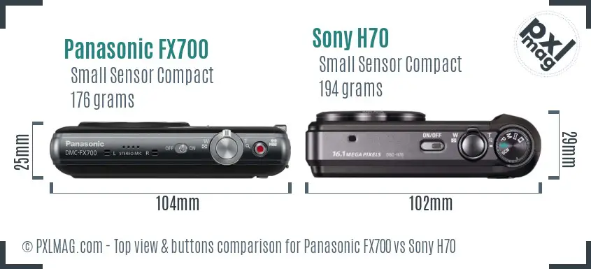 Panasonic FX700 vs Sony H70 top view buttons comparison