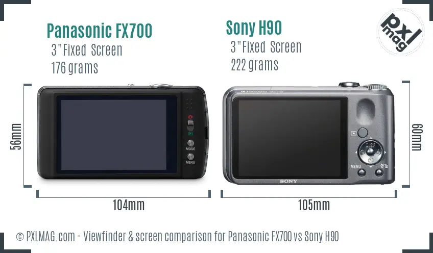 Panasonic FX700 vs Sony H90 Screen and Viewfinder comparison