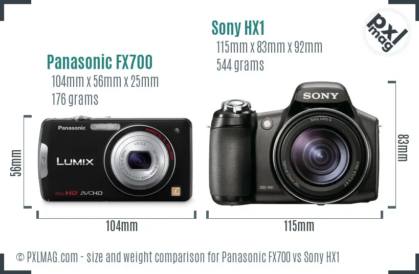 Panasonic FX700 vs Sony HX1 size comparison