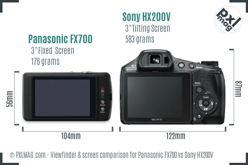 Panasonic FX700 vs Sony HX200V Screen and Viewfinder comparison Panasonic FX700 vs Sony HX200V Screen and Viewfinder comparison