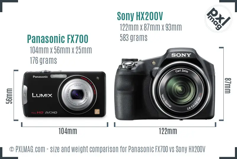 Panasonic FX700 vs Sony HX200V size comparison Panasonic FX700 vs Sony HX200V size comparison