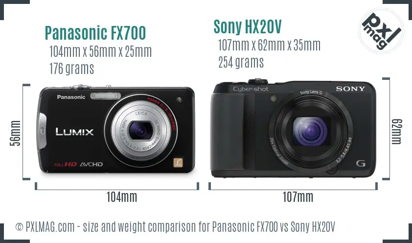 Panasonic FX700 vs Sony HX20V size comparison