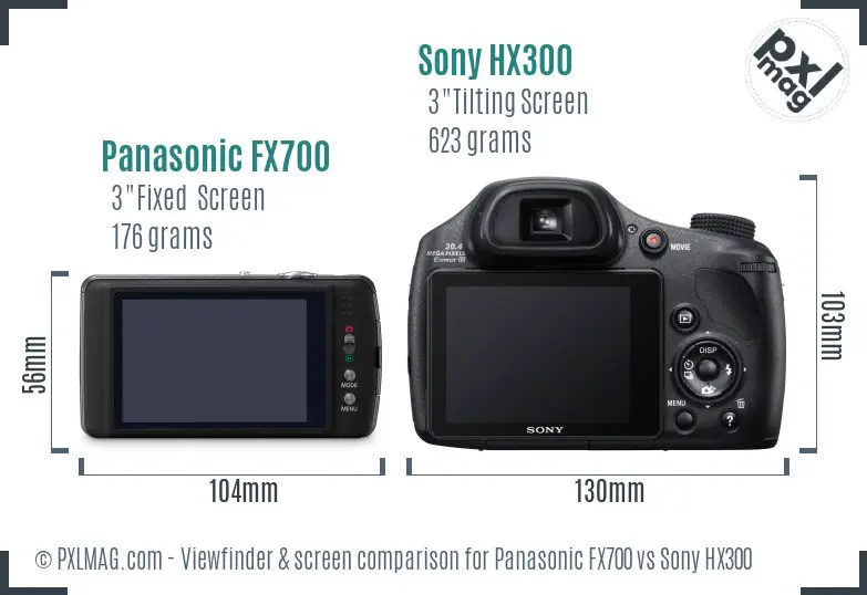 Panasonic FX700 vs Sony HX300 Screen and Viewfinder comparison Panasonic FX700 vs Sony HX300 Screen and Viewfinder comparison