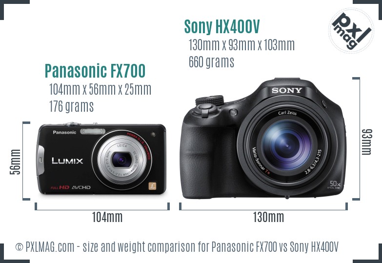 Panasonic FX700 vs Sony HX400V size comparison Panasonic FX700 vs Sony HX400V size comparison